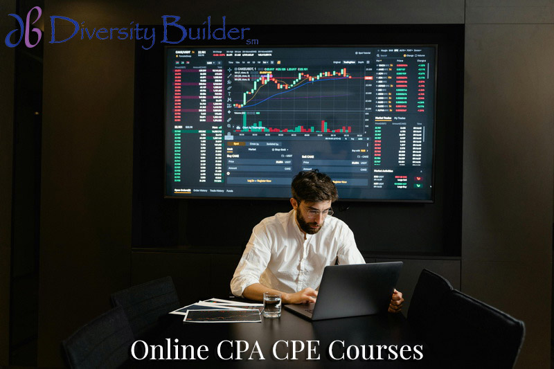 CPA Computer Training CPA online CEU Training with Computer white shirt